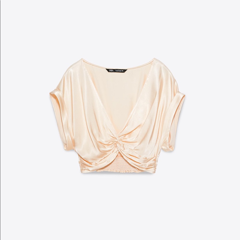 ZARA Knotted Satin Effect Top TRF